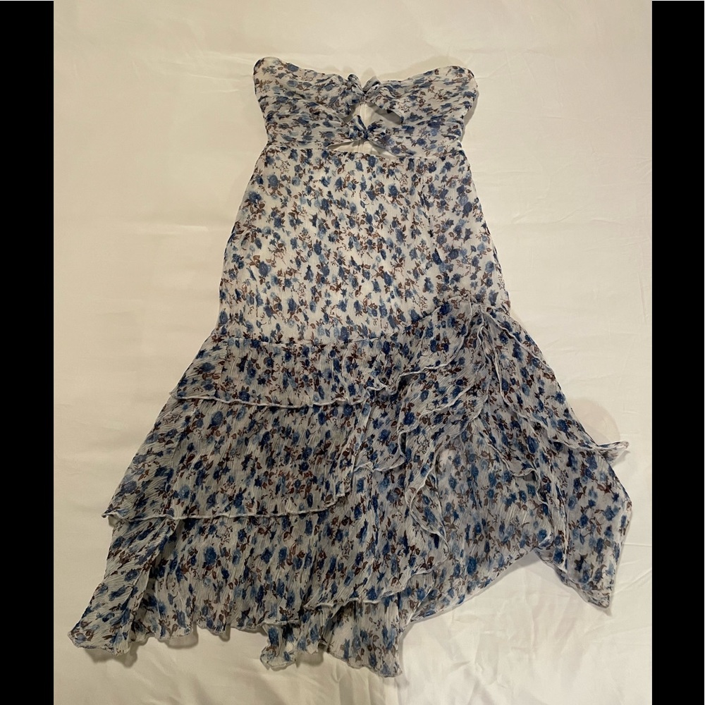 Majorelle XXS Emelia blue floral strapless dress